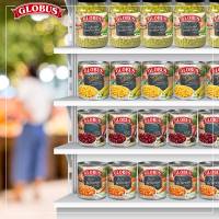 Globus konzerve na policama u marketu
